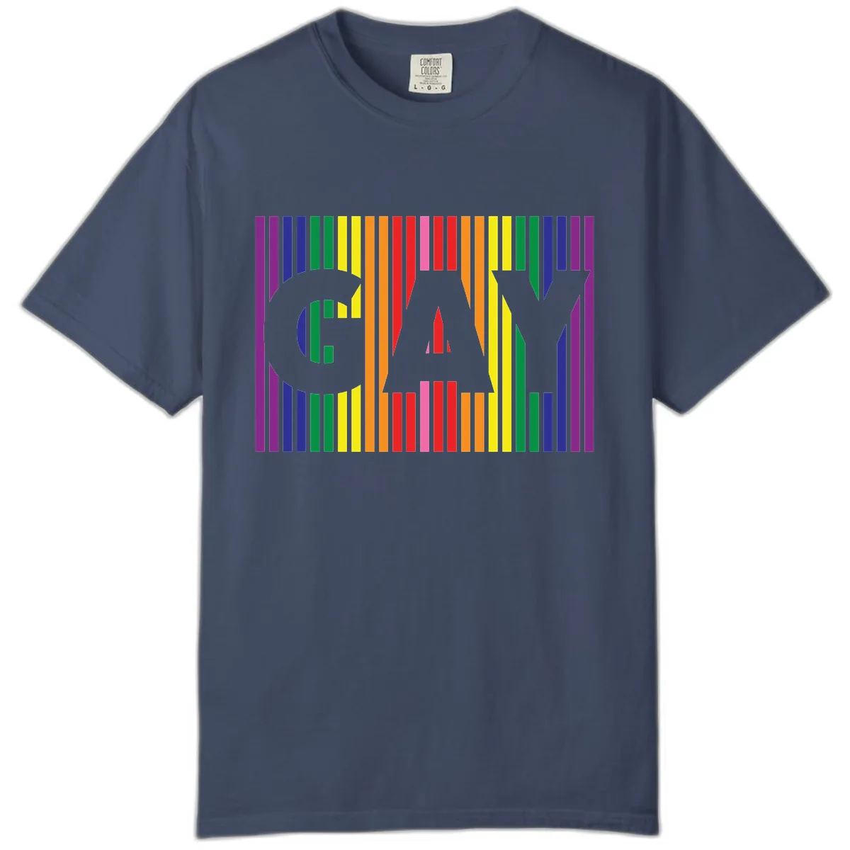 Rainbow Pride Stripes with Cat Silhouette Comfort Color in Midnight