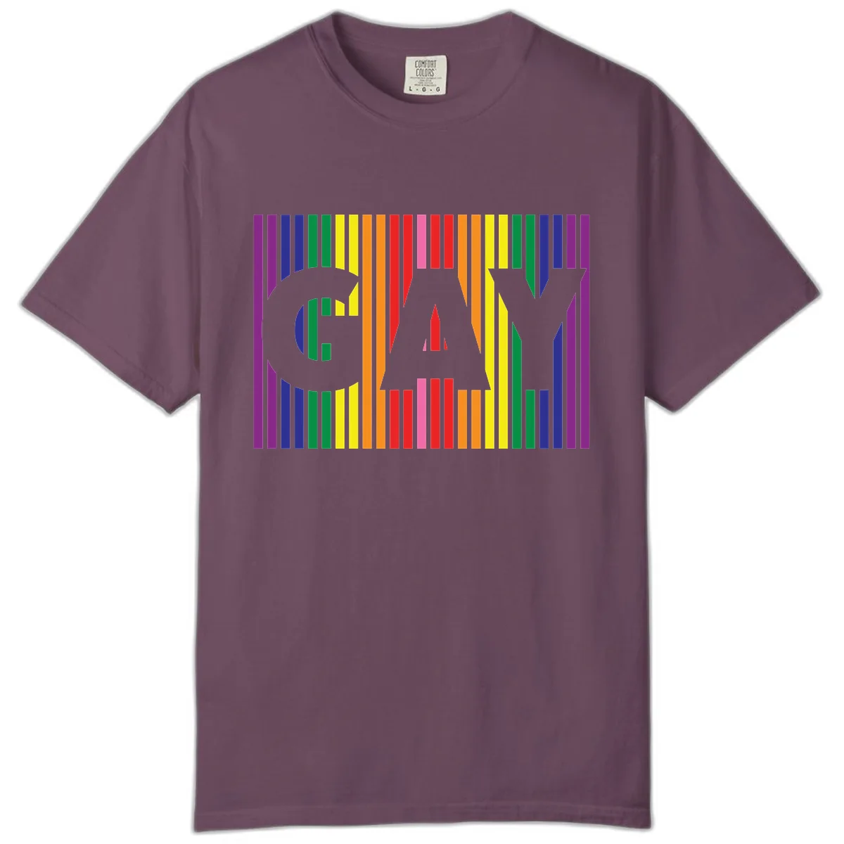 Rainbow Pride Stripes with Cat Silhouette Comfort Color in Berry