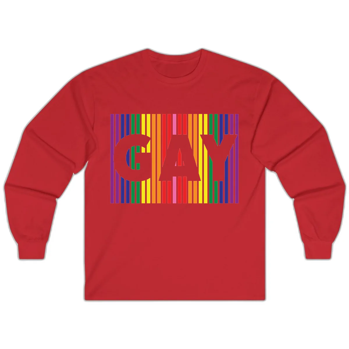 Rainbow Pride Stripes with Cat Silhouette Long Sleeve in Red