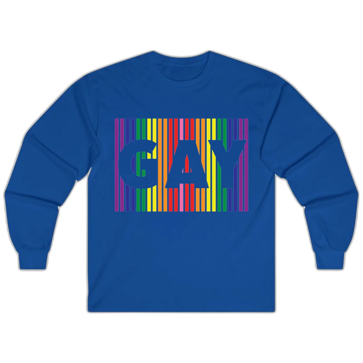 Rainbow Pride Stripes with Cat Silhouette Long Sleeve in Royal