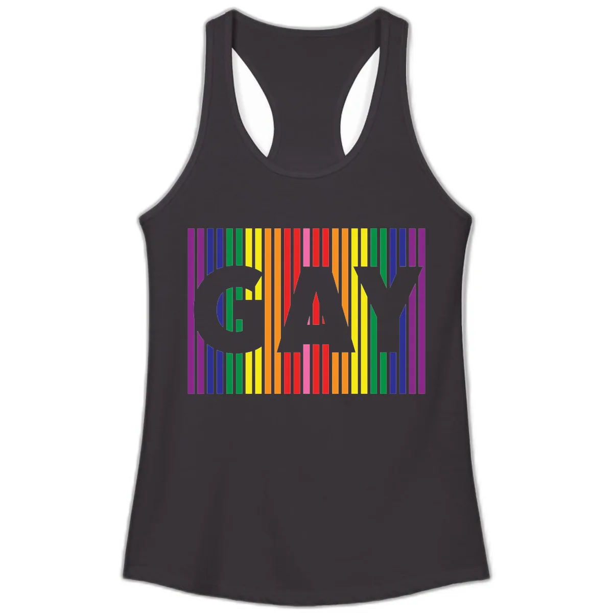 Rainbow Pride Stripes with Cat Silhouette Ladies Tank in Black