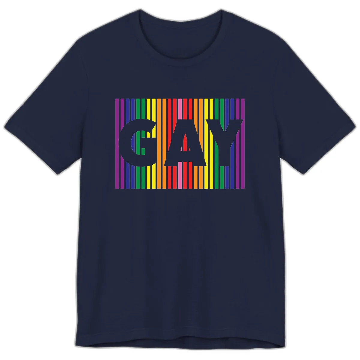 Rainbow Pride Stripes with Cat Silhouette Premium T-Shirt in Navy