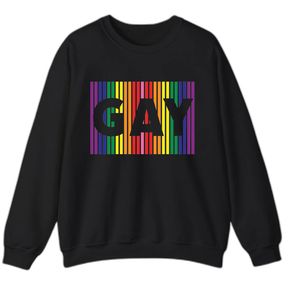 Rainbow Pride Stripes with Cat Silhouette Sweatshirt in Black