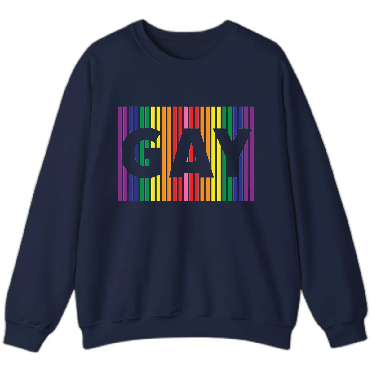 Rainbow Pride Stripes with Cat Silhouette Sweatshirt in Navy