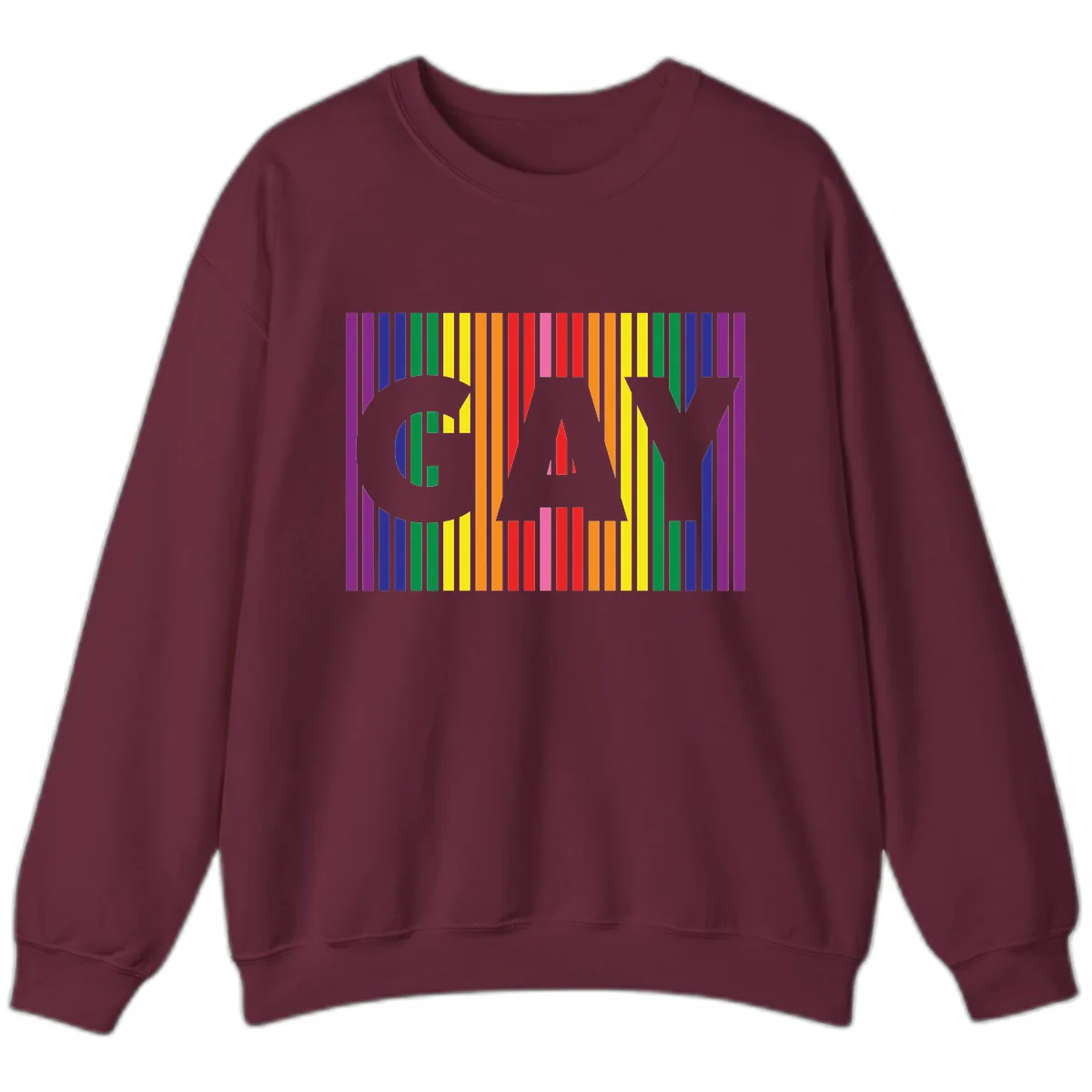 Rainbow Pride Stripes with Cat Silhouette Sweatshirt in Maroon
