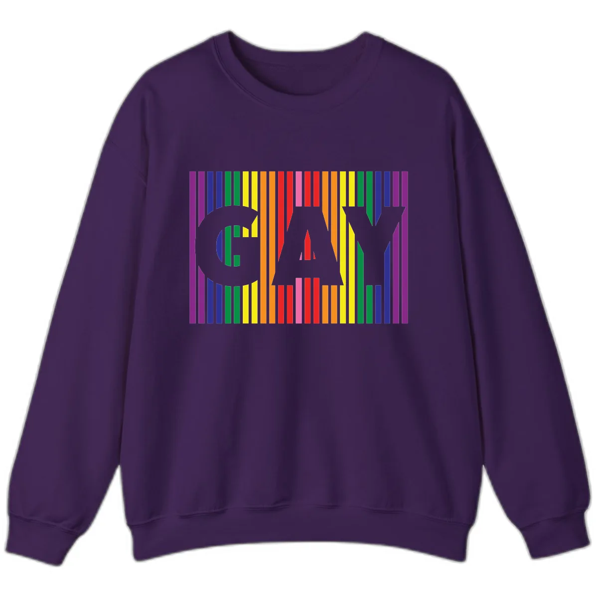 Rainbow Pride Stripes with Cat Silhouette Sweatshirt in Purple