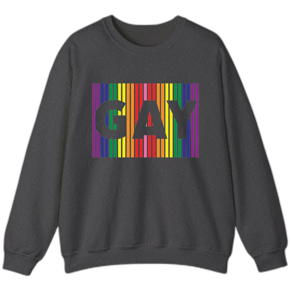 Rainbow Pride Stripes with Cat Silhouette Sweatshirt in Dark Heather