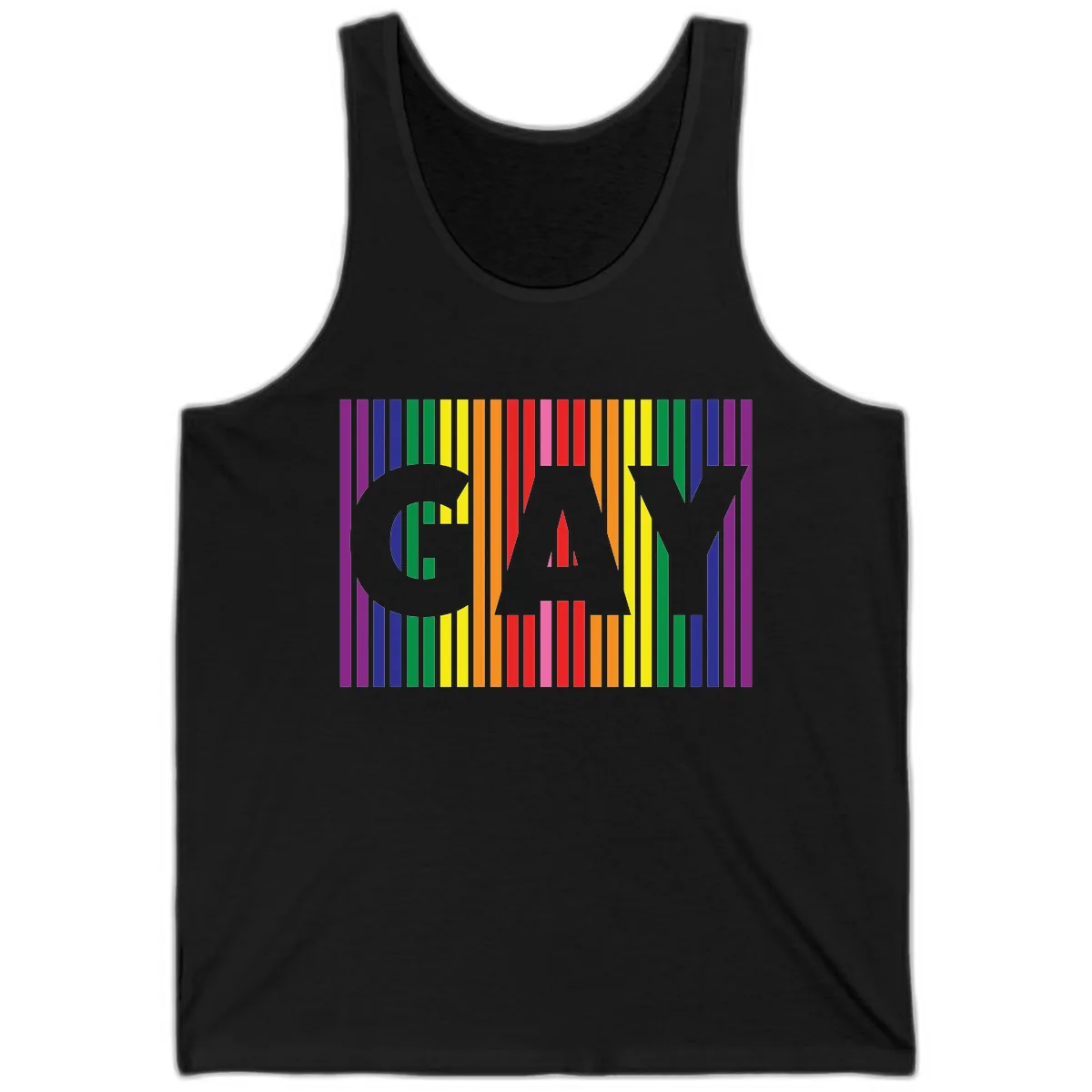 Rainbow Pride Stripes with Cat Silhouette Tank in Black