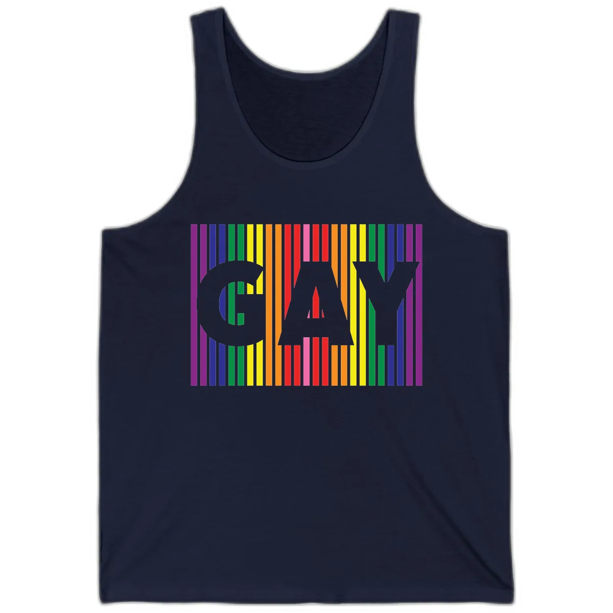 Rainbow Pride Stripes with Cat Silhouette Tank in Navy