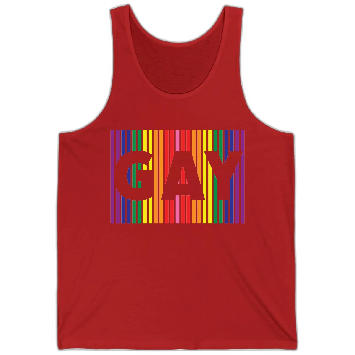 Rainbow Pride Stripes with Cat Silhouette Tank in Red