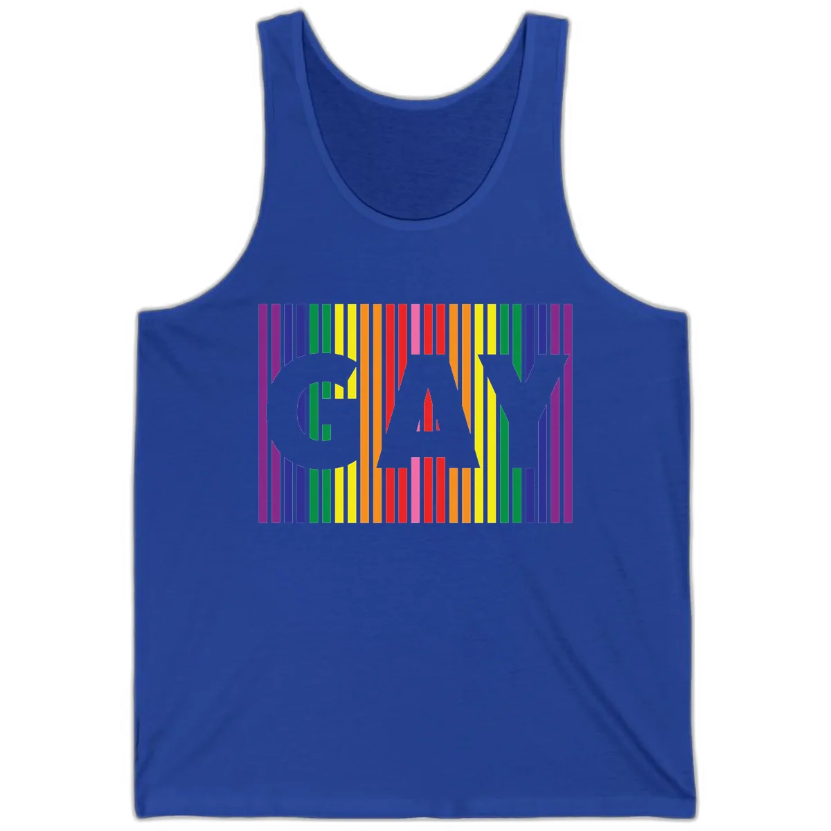 Rainbow Pride Stripes with Cat Silhouette Tank in True Royal