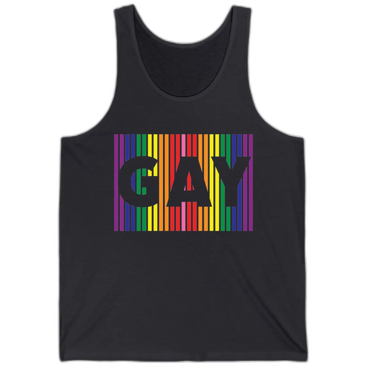 Rainbow Pride Stripes with Cat Silhouette Tank in Dark Grey