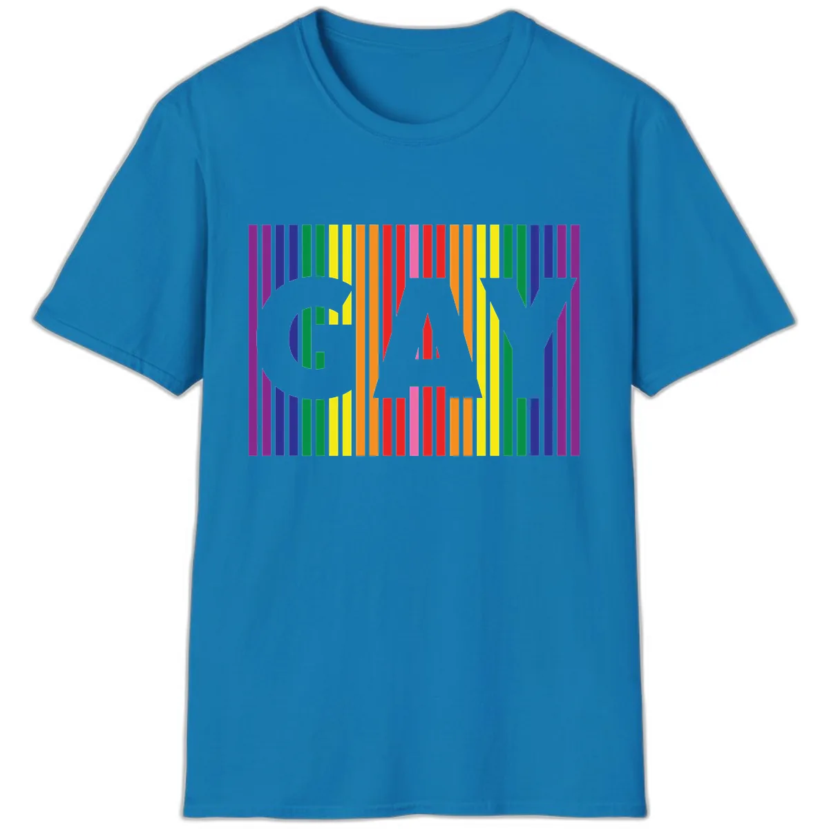 Rainbow Pride Stripes with Cat Silhouette T-Shirt in Sapphire