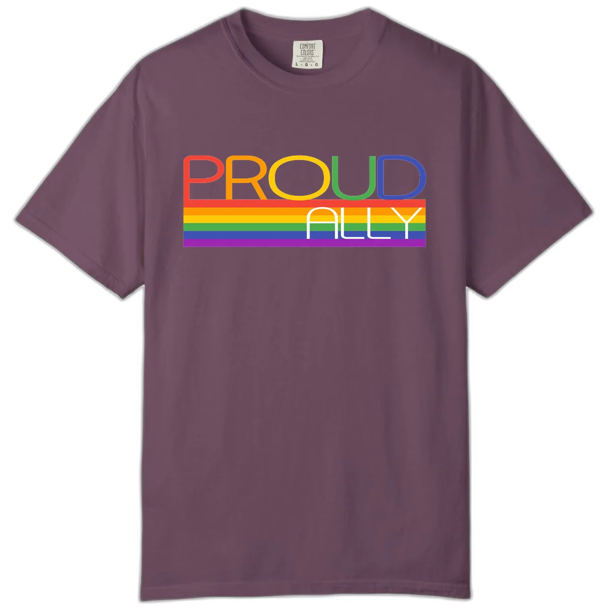 Proud Ally Rainbow Pride Design Comfort Color in Berry