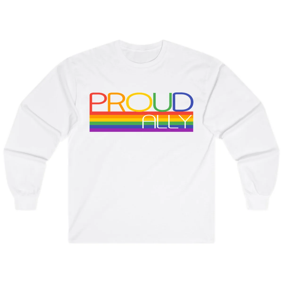 Proud Ally Rainbow Pride Design Long Sleeve in White