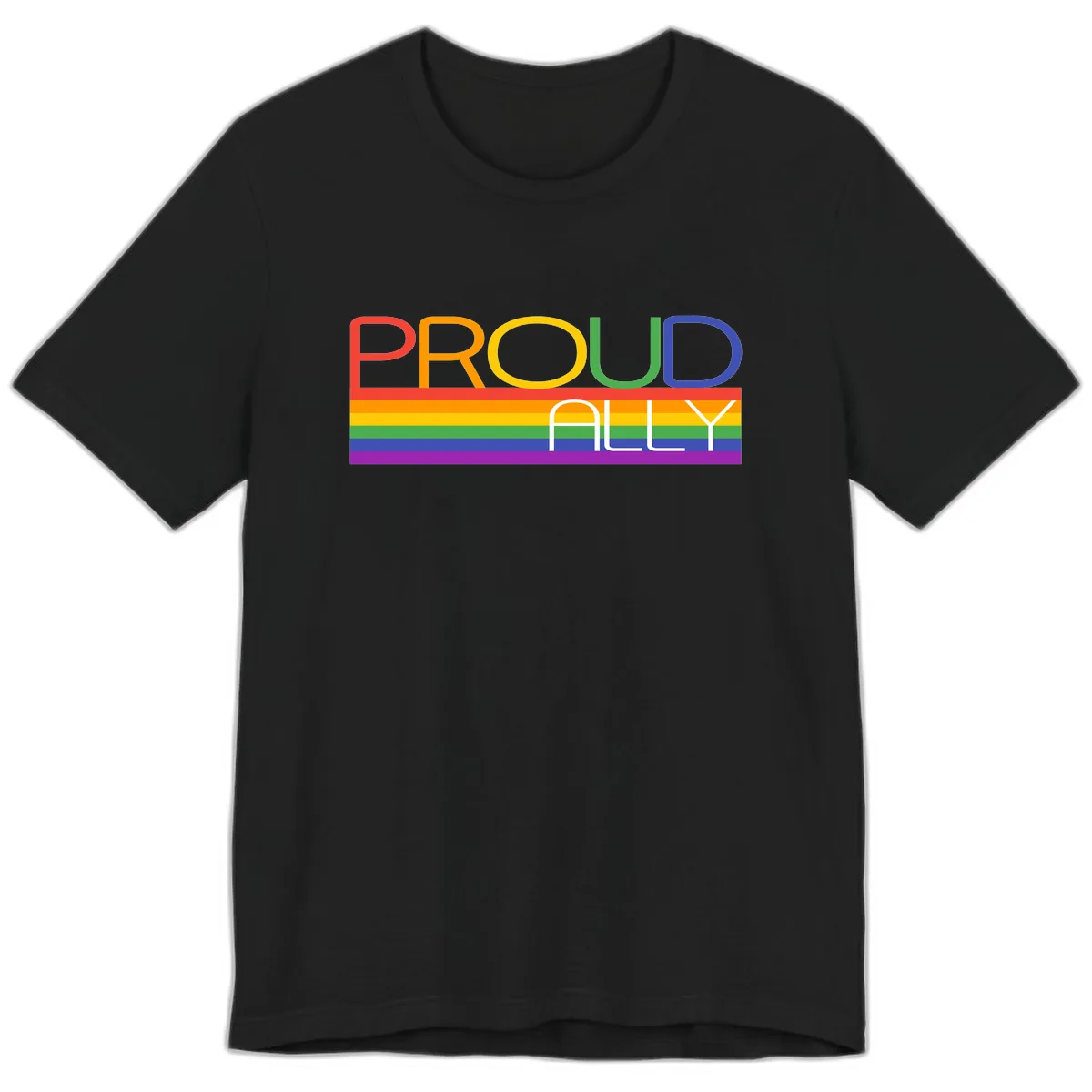 Proud Ally Rainbow Pride Design Premium T-Shirt in Black