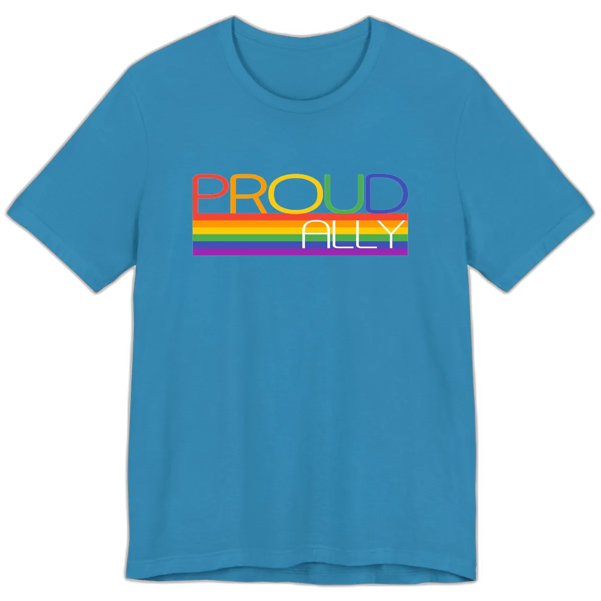 Proud Ally Rainbow Pride Design Premium T-Shirt in Aqua