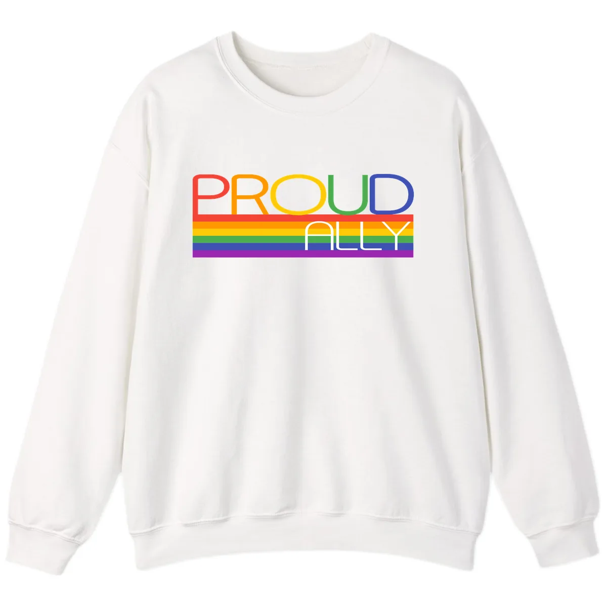 Proud Ally Rainbow Pride Design Sweatshirt in White