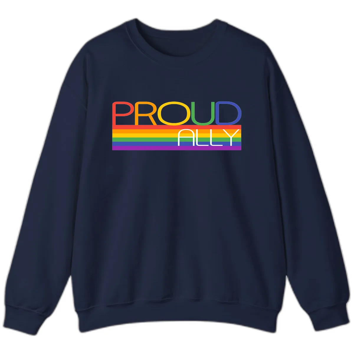 Proud Ally Rainbow Pride Design Sweatshirt in Navy