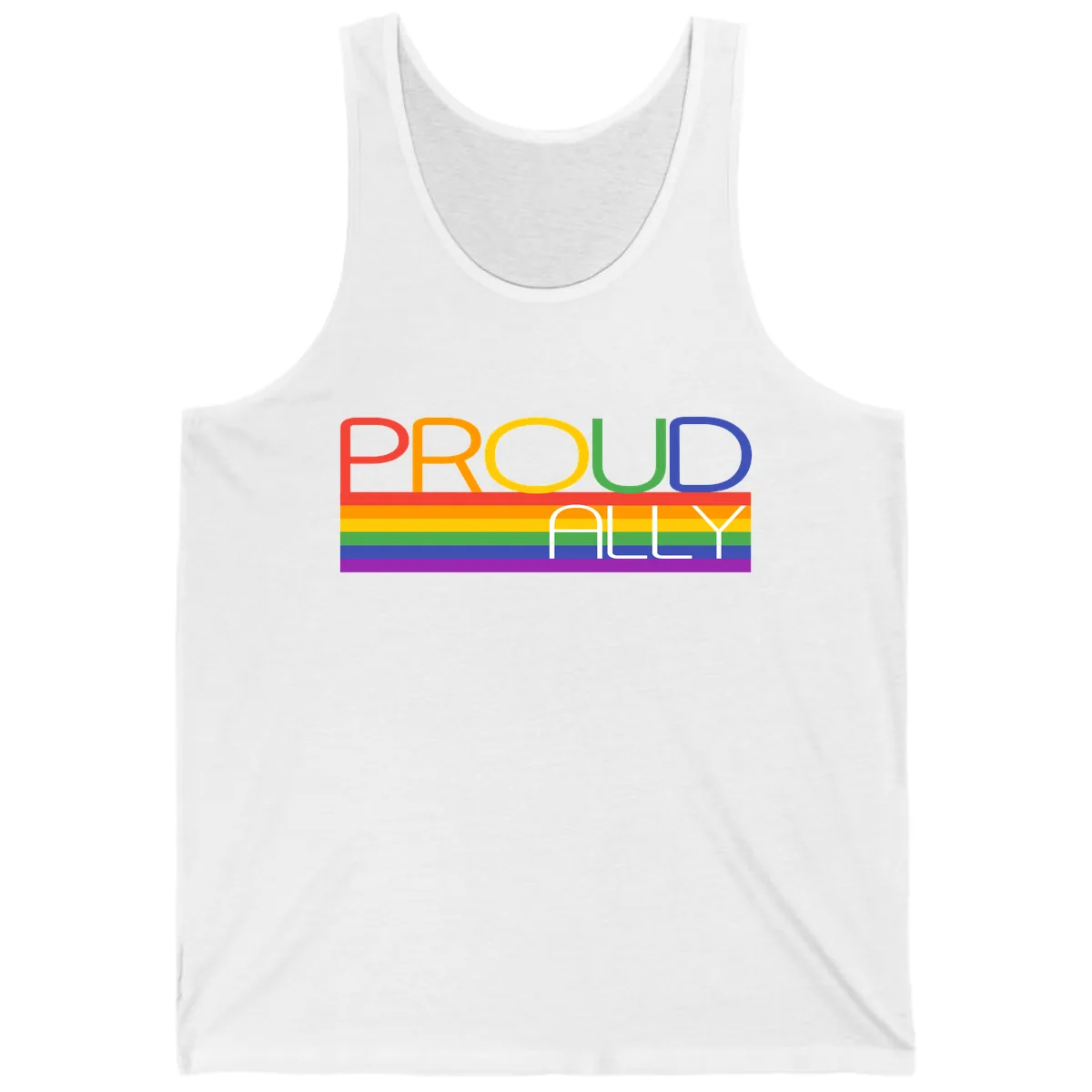 Proud Ally Rainbow Pride Design Tank in White