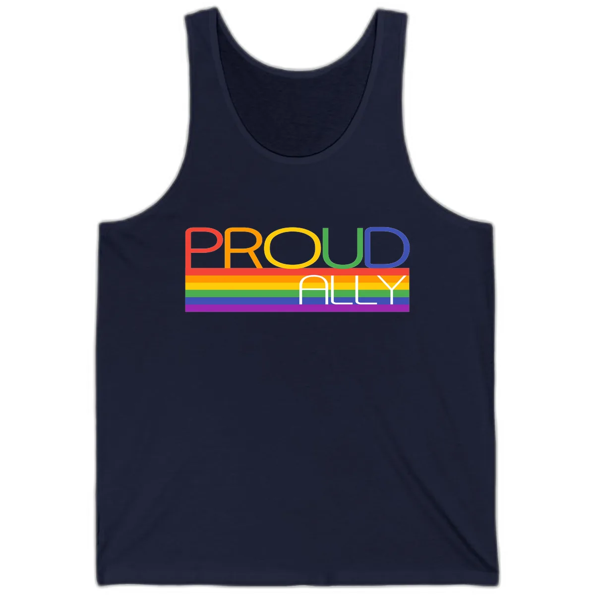 Proud Ally Rainbow Pride Design Tank in Navy