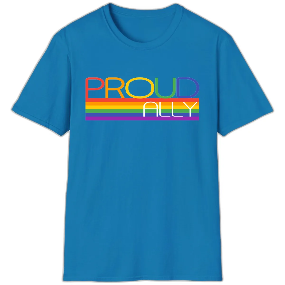 Proud Ally Rainbow Pride Design T-Shirt in Sapphire