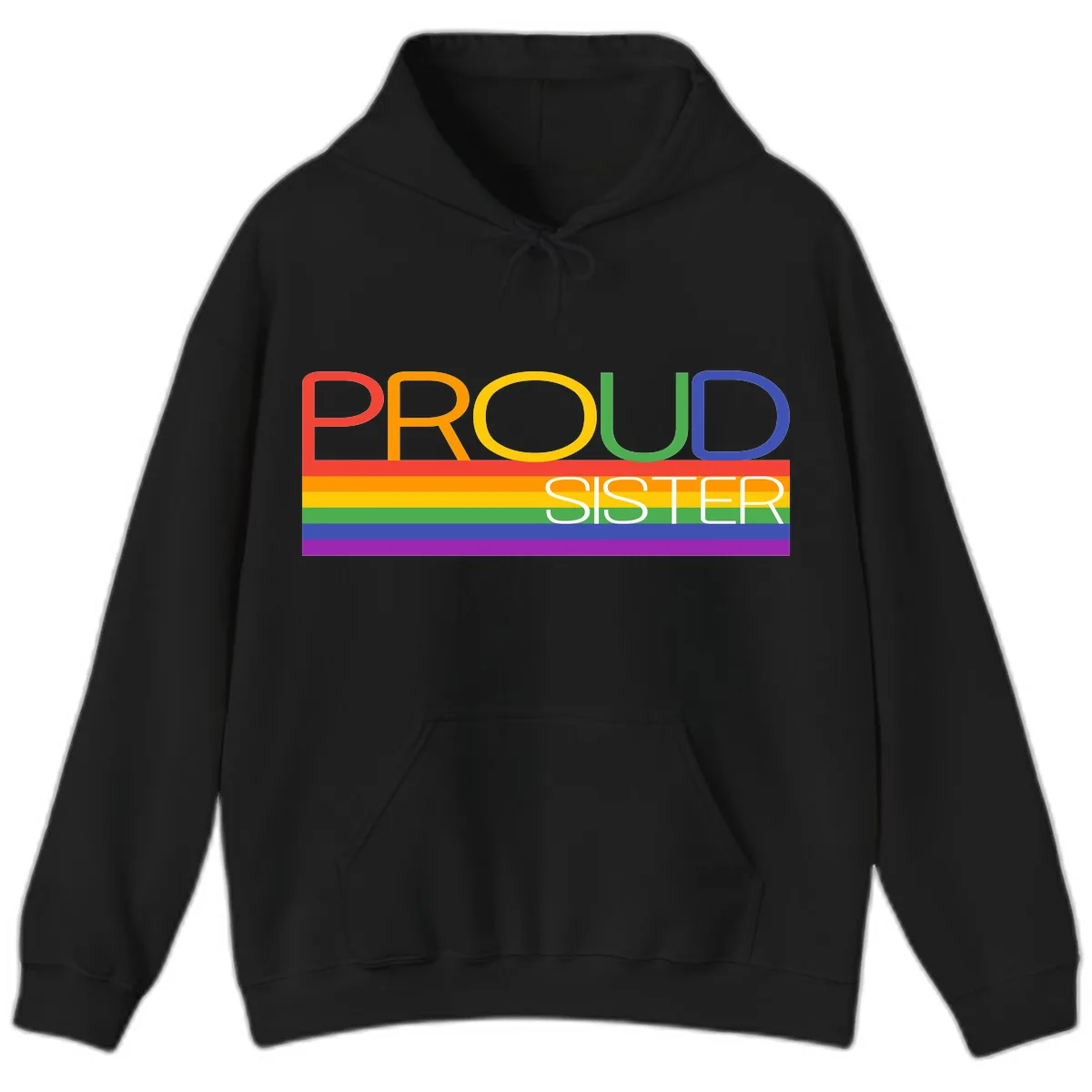 Proud Sister Rainbow Pride Hoodie in Black