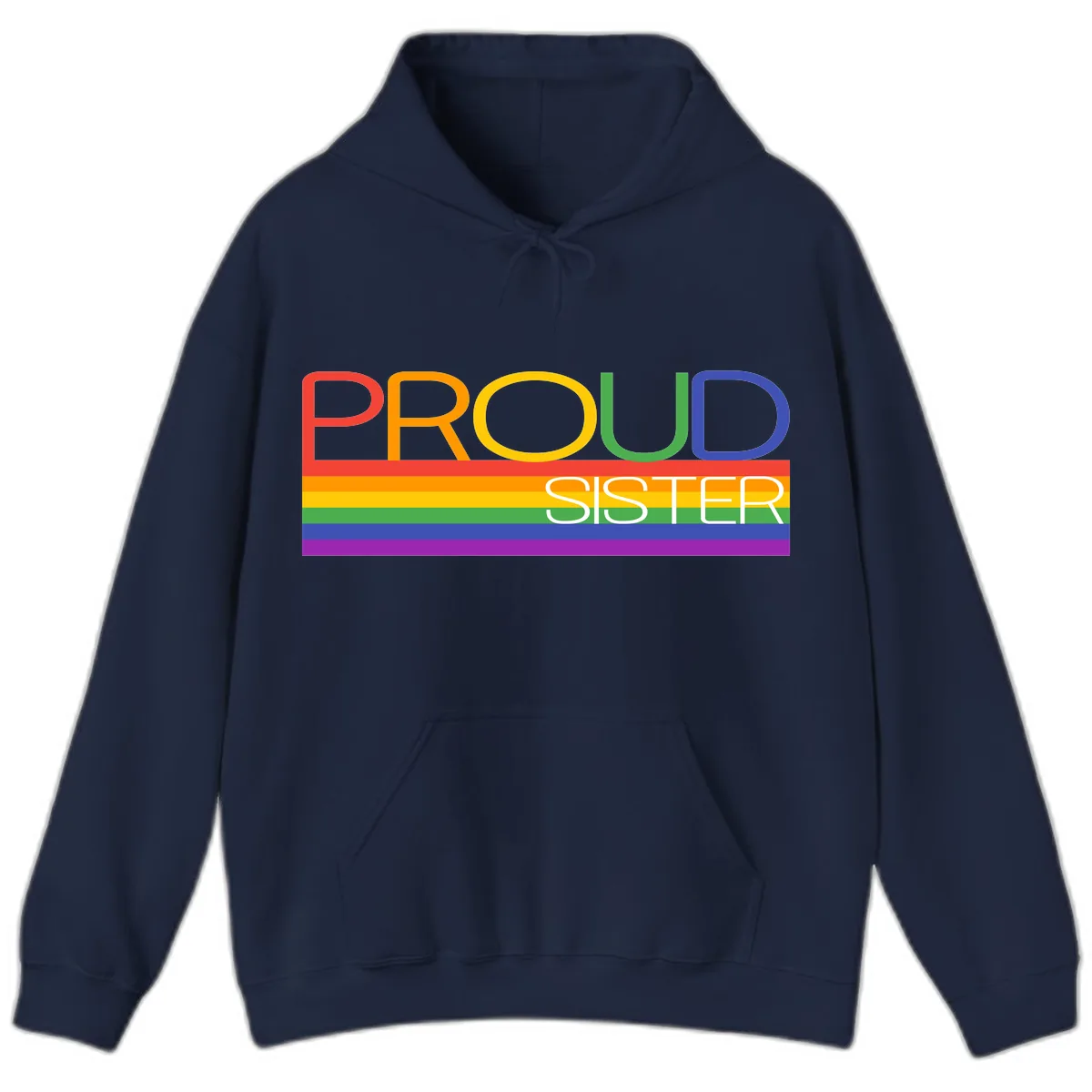 Proud Sister Rainbow Pride Hoodie in Navy