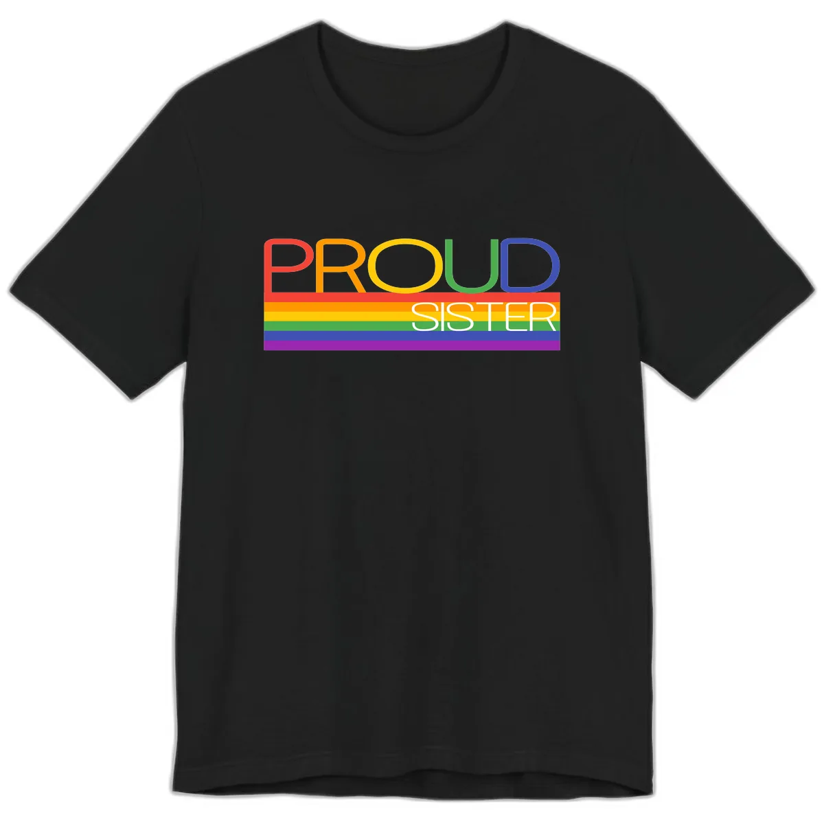 Proud Sister Rainbow Pride Premium T-Shirt in Black