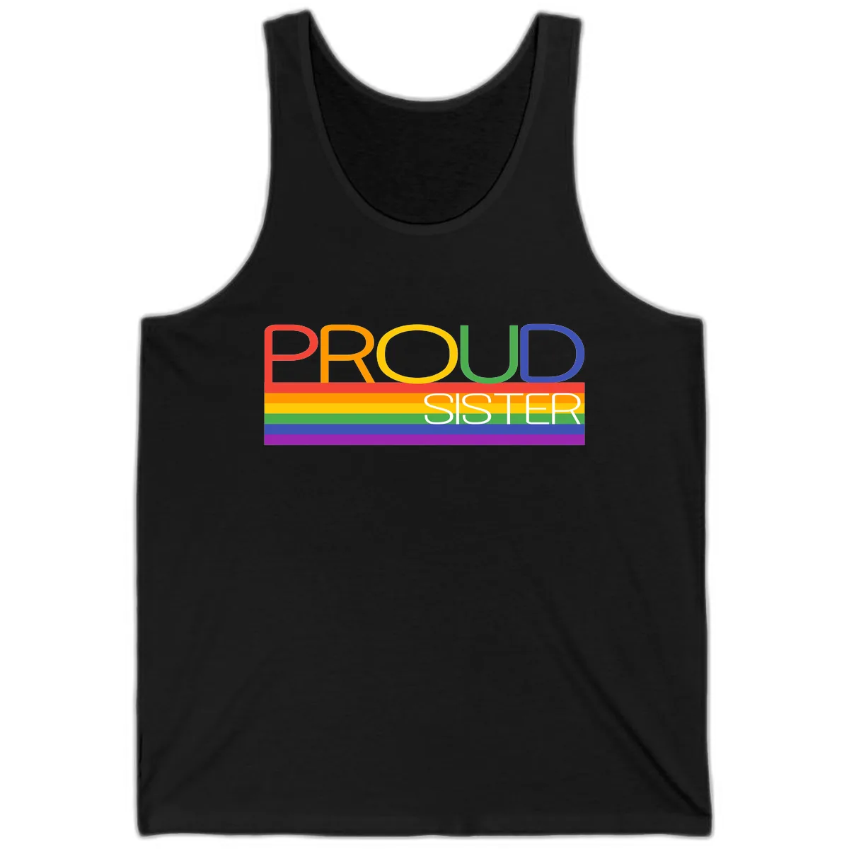 Proud Sister Rainbow Pride Tank in Black