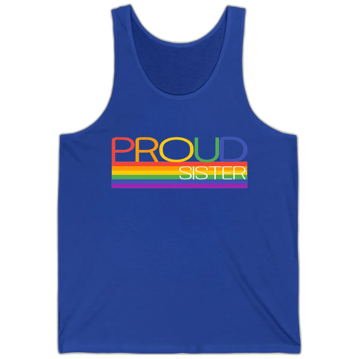 Proud Sister Rainbow Pride Tank in True Royal