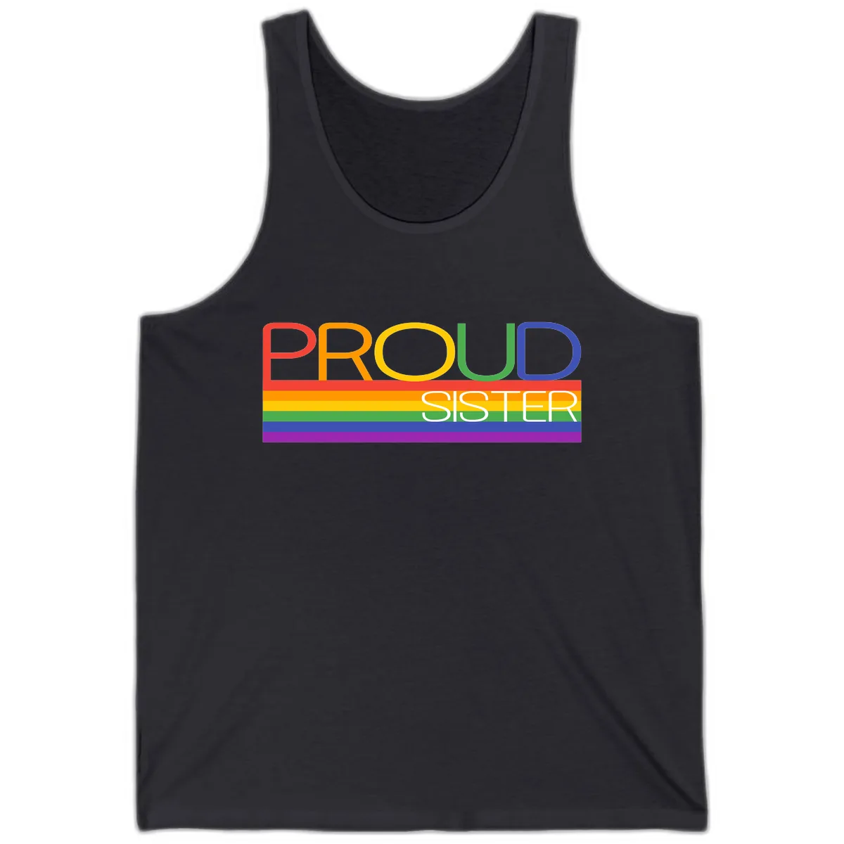 Proud Sister Rainbow Pride Tank in Dark Grey