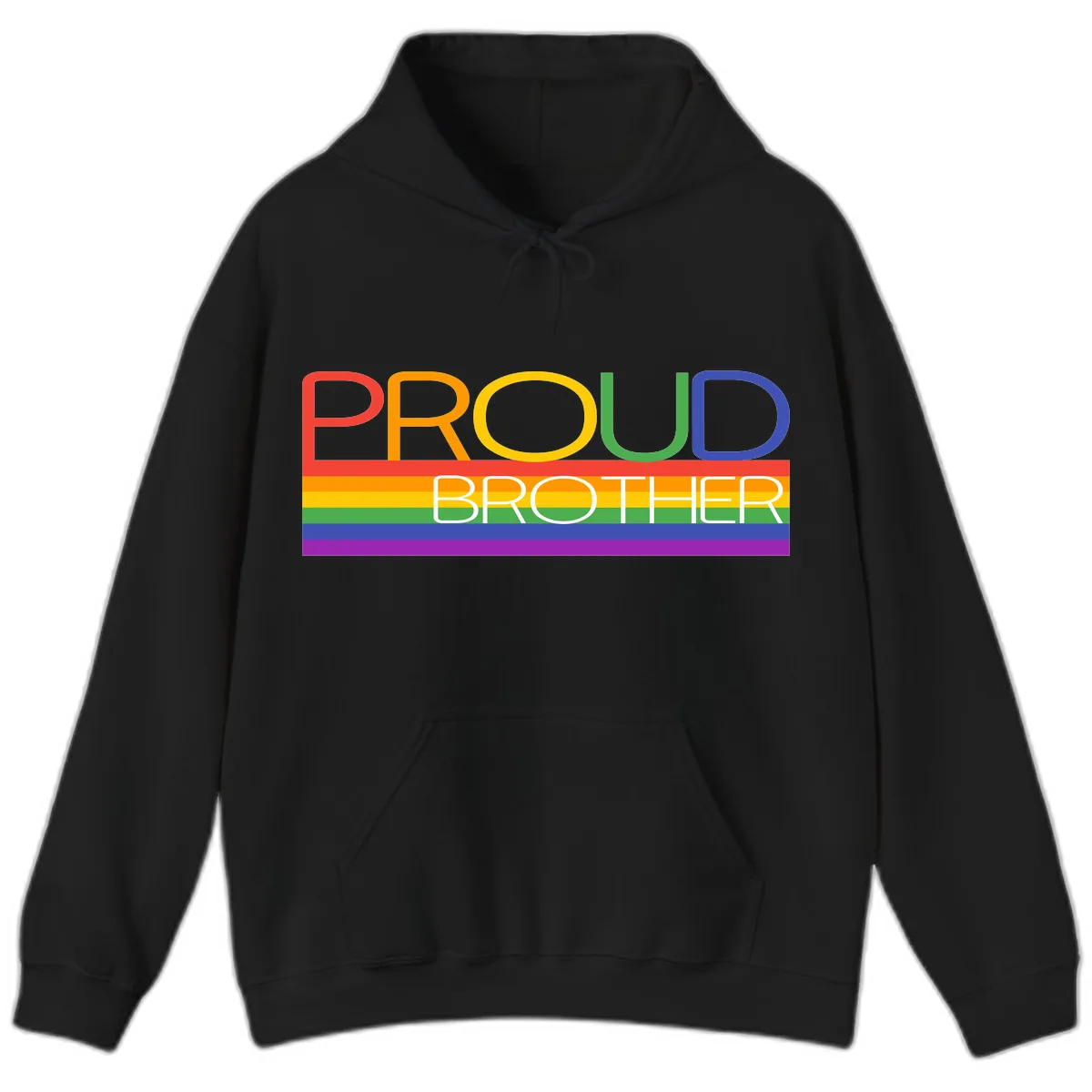 Proud Brother Pride Flag Design Hoodie in Black