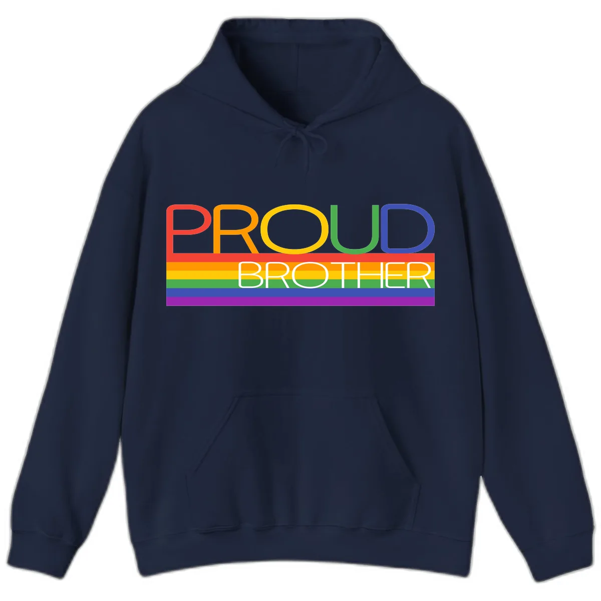 Proud Brother Pride Flag Design Hoodie in Navy