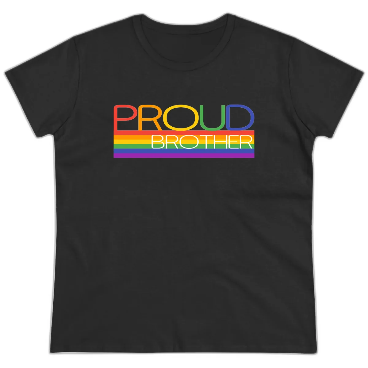 Proud Brother Pride Flag Design Ladies Tee in Black