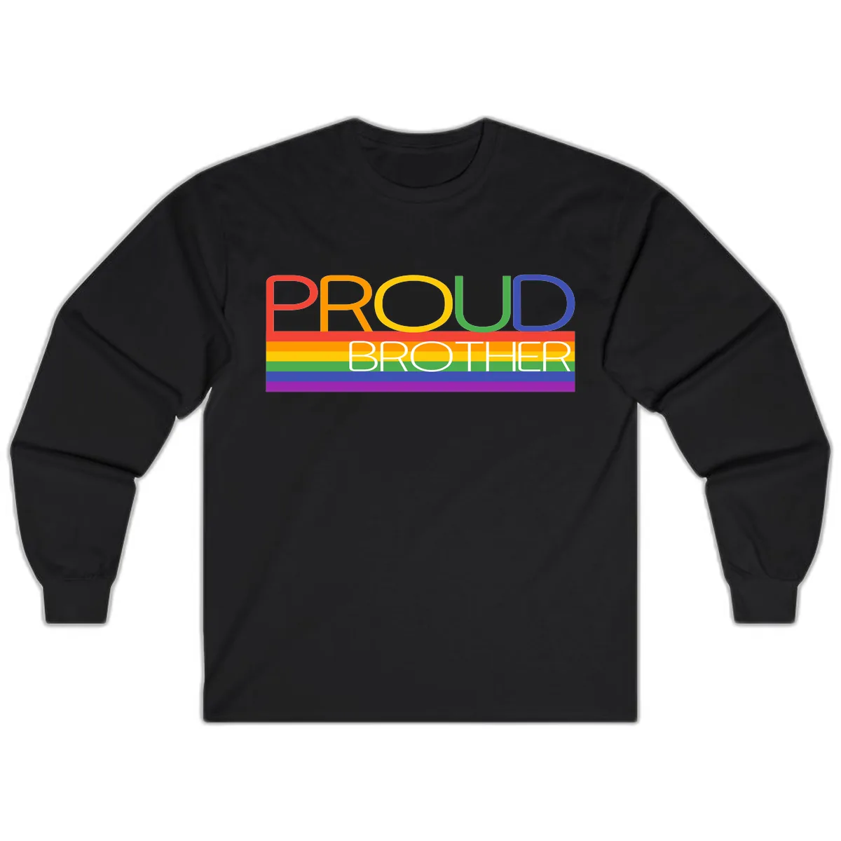 Proud Brother Pride Flag Design Long Sleeve in Black