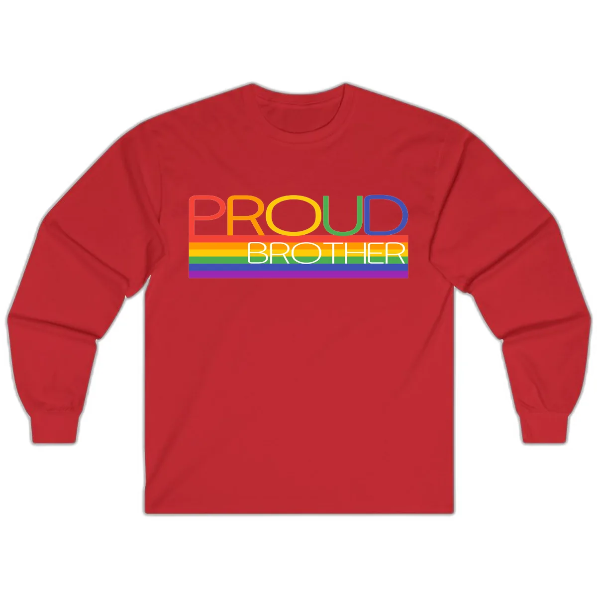 Proud Brother Pride Flag Design Long Sleeve in Red