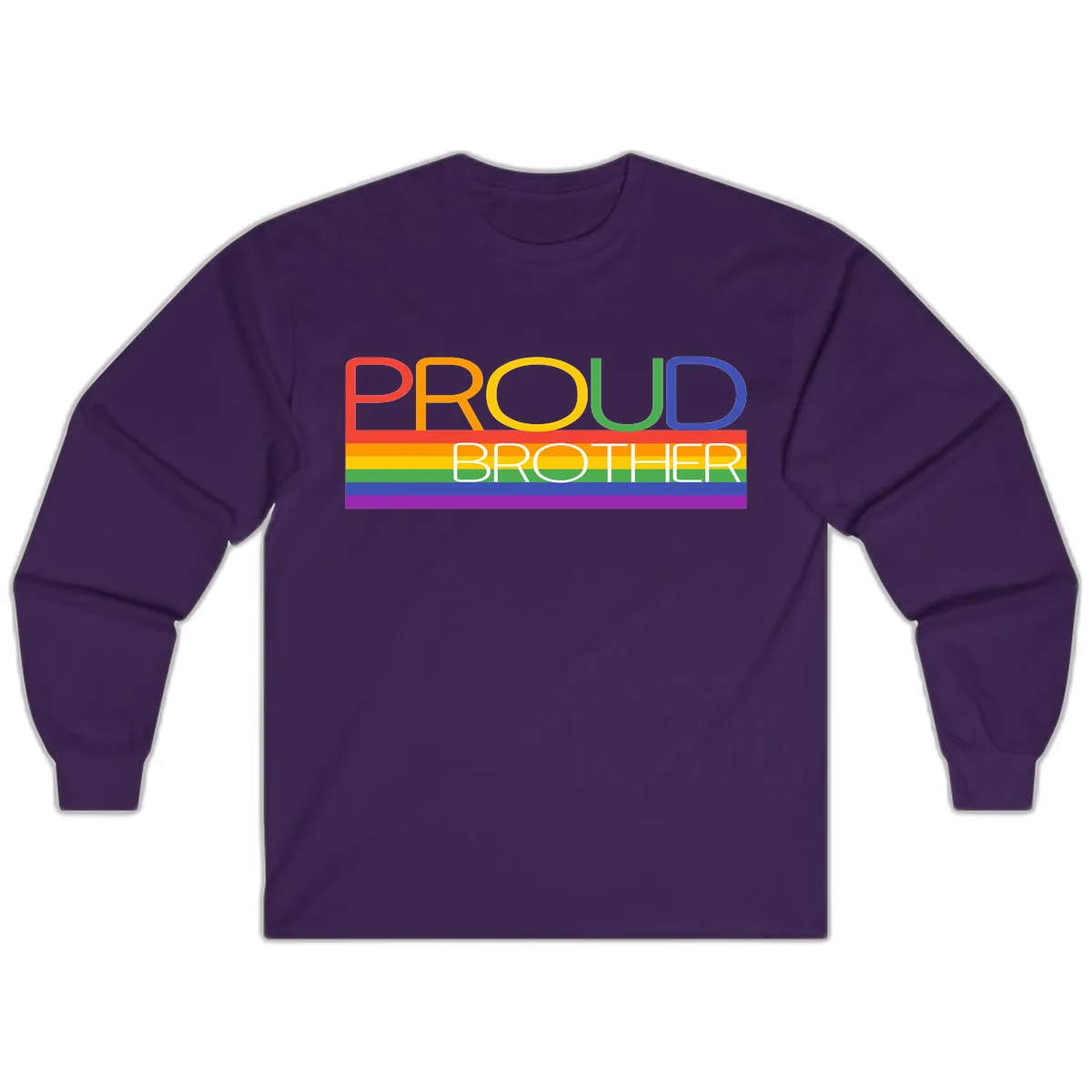 Proud Brother Pride Flag Design Long Sleeve in Purple