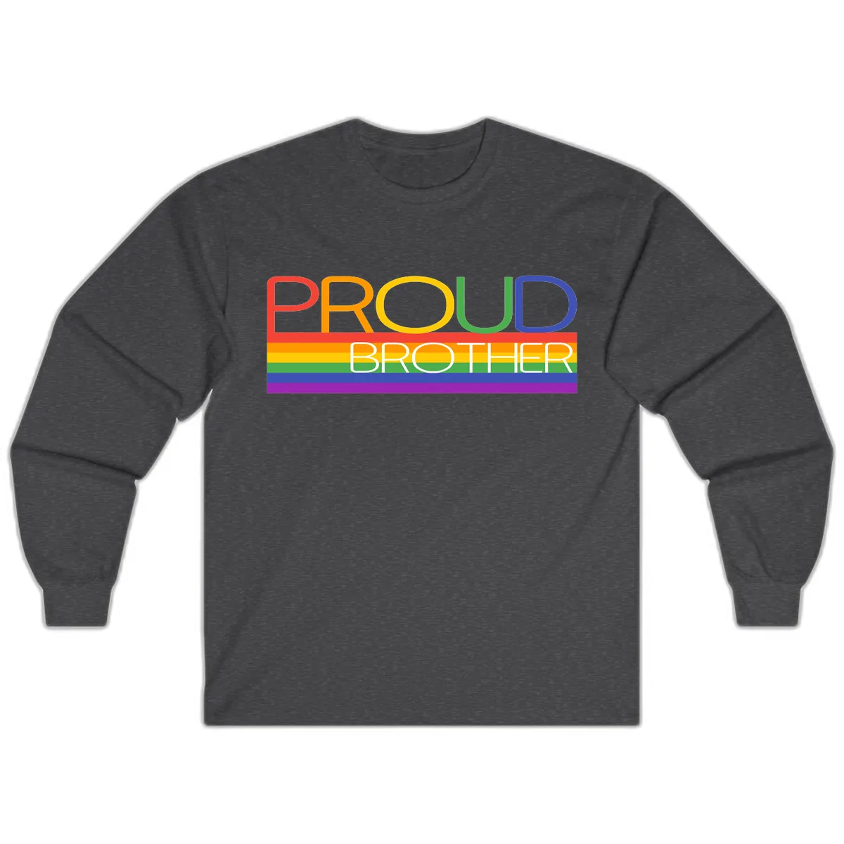 Proud Brother Pride Flag Design Long Sleeve in Dark Heather