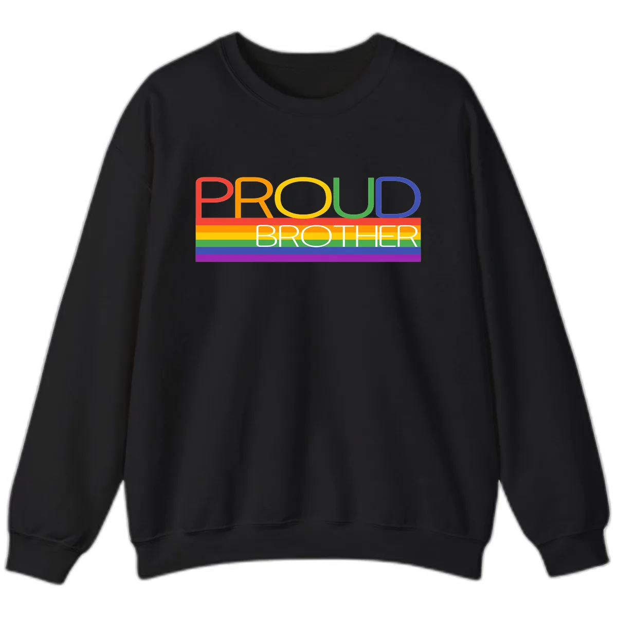 Proud Brother Pride Flag Design Sweatshirt in Black
