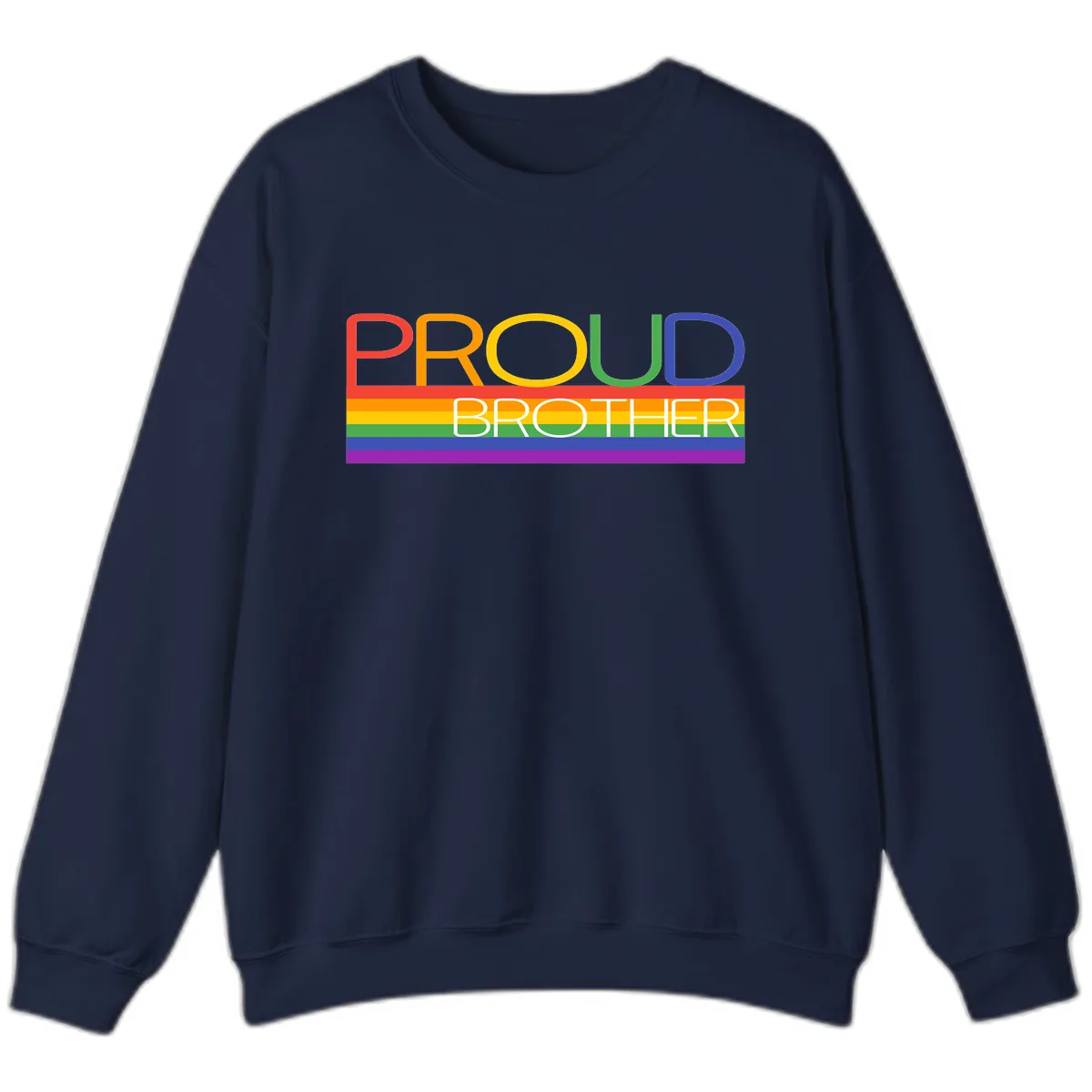 Proud Brother Pride Flag Design Sweatshirt in Navy
