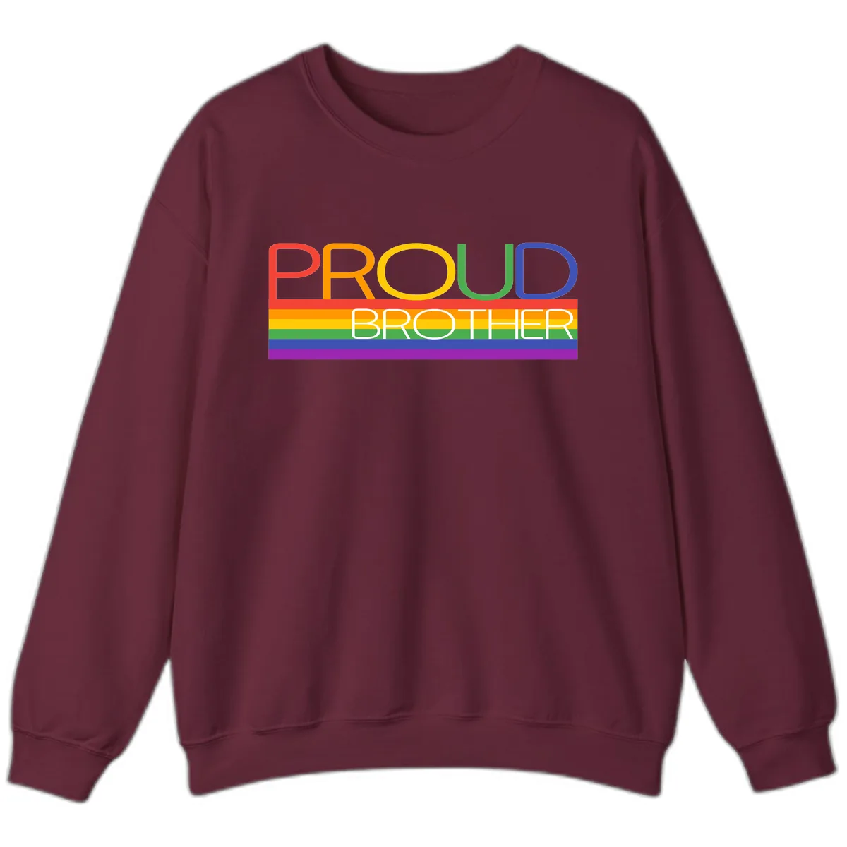 Proud Brother Pride Flag Design Sweatshirt in Maroon