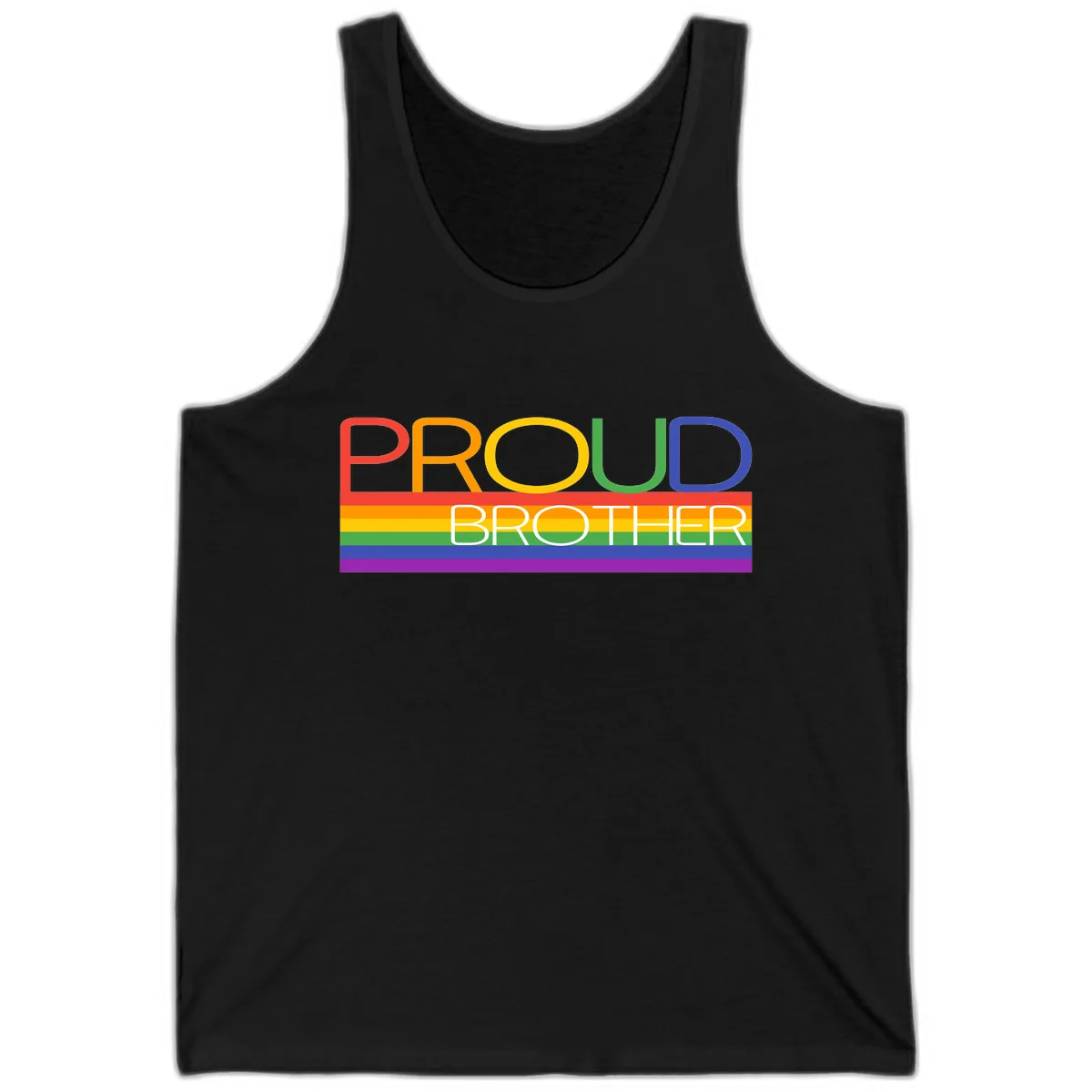 Proud Brother Pride Flag Design Tank in Black