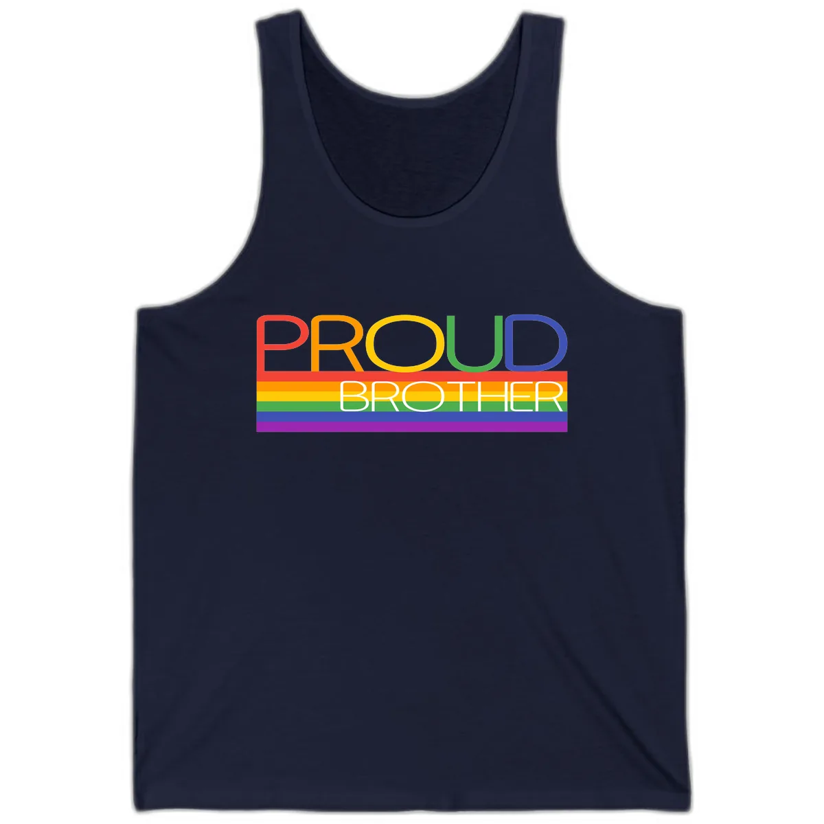 Proud Brother Pride Flag Design Tank in Navy