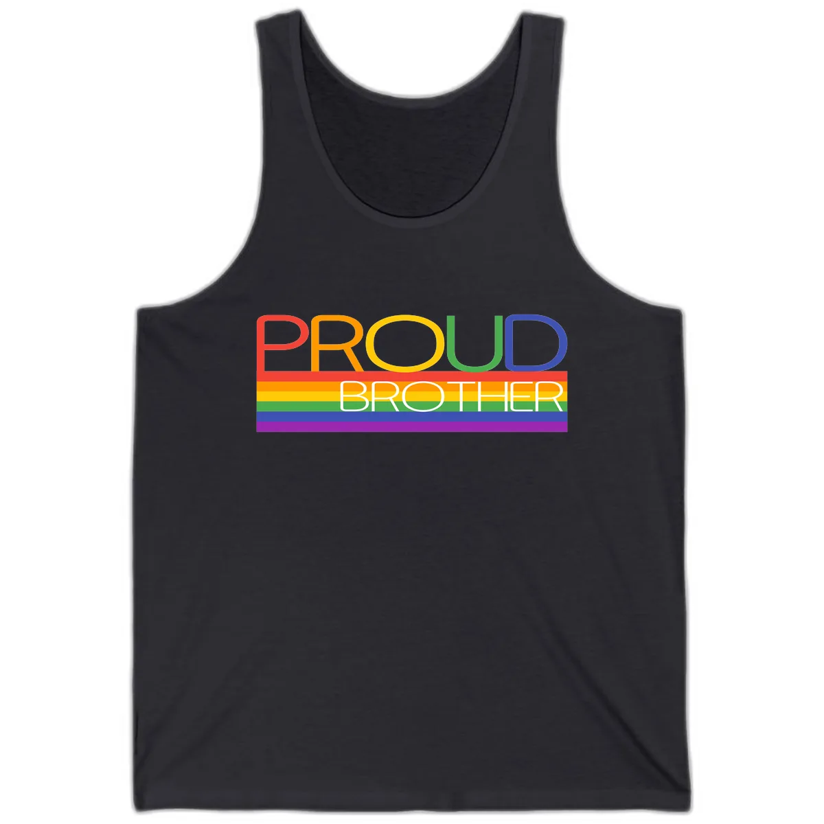 Proud Brother Pride Flag Design Tank in Dark Grey