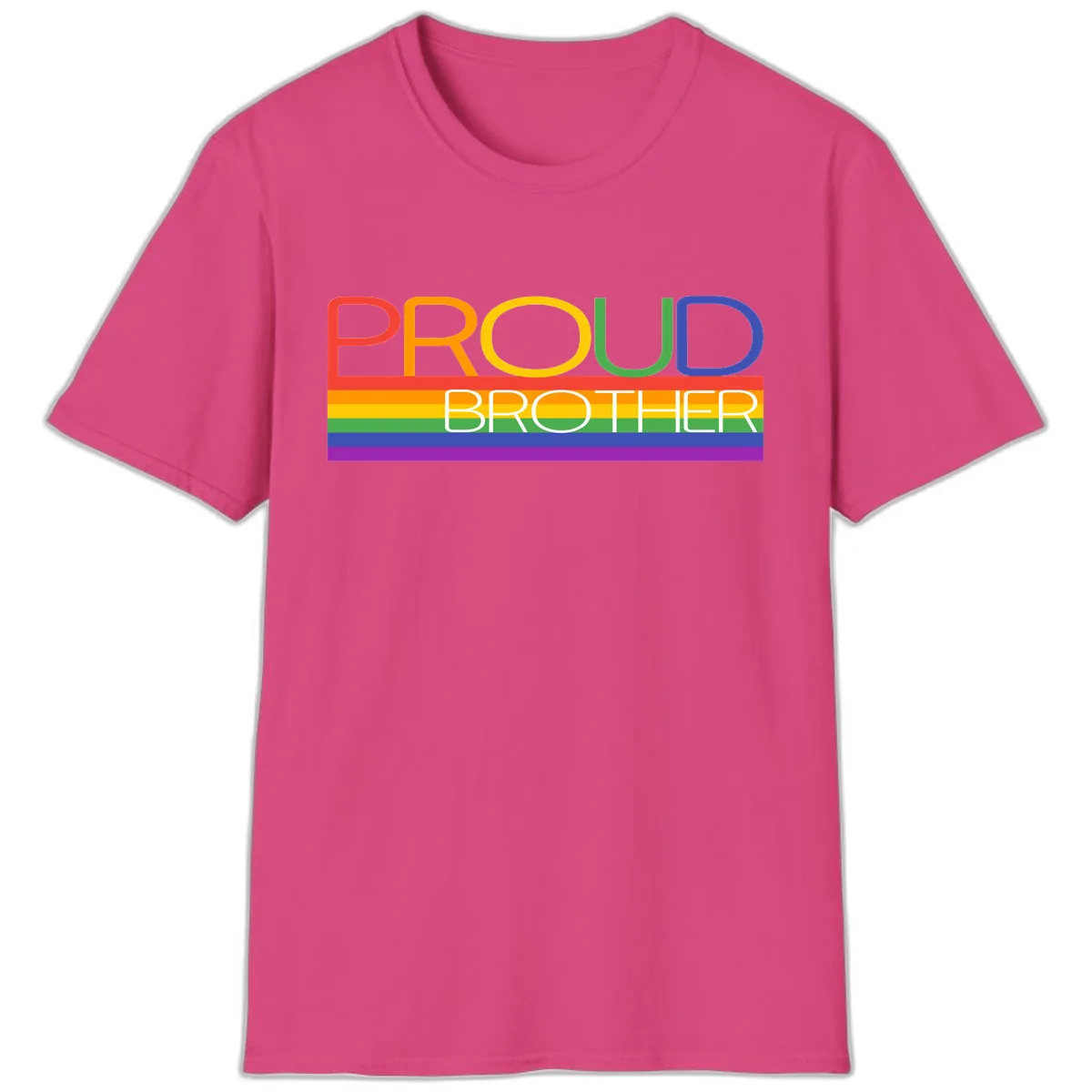 Proud Brother Pride Flag Design T-Shirt in Heliconia