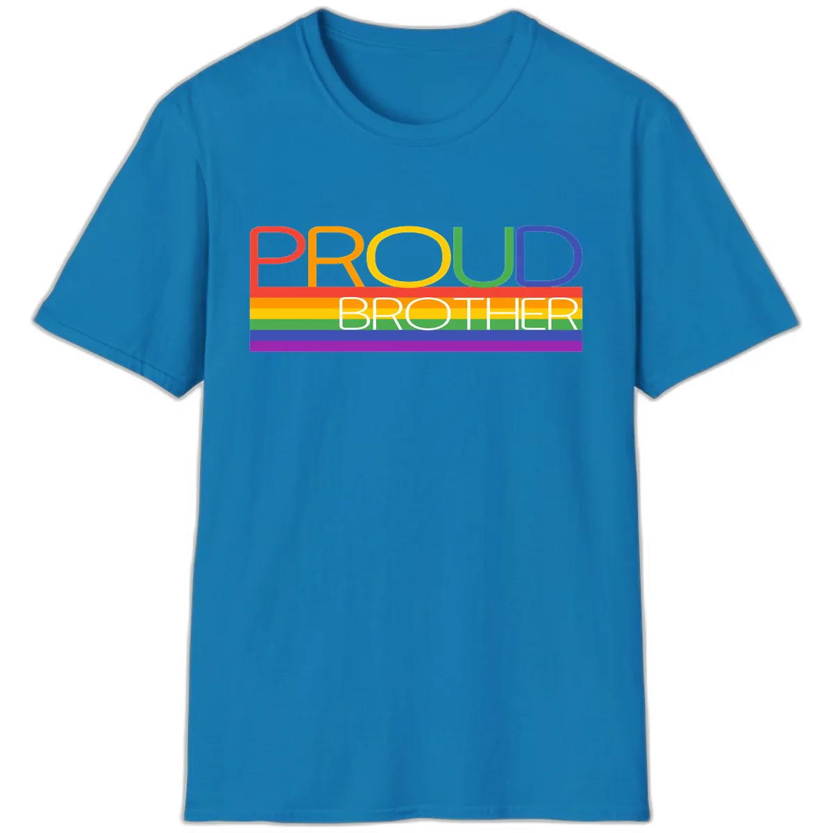 Proud Brother Pride Flag Design T-Shirt in Sapphire