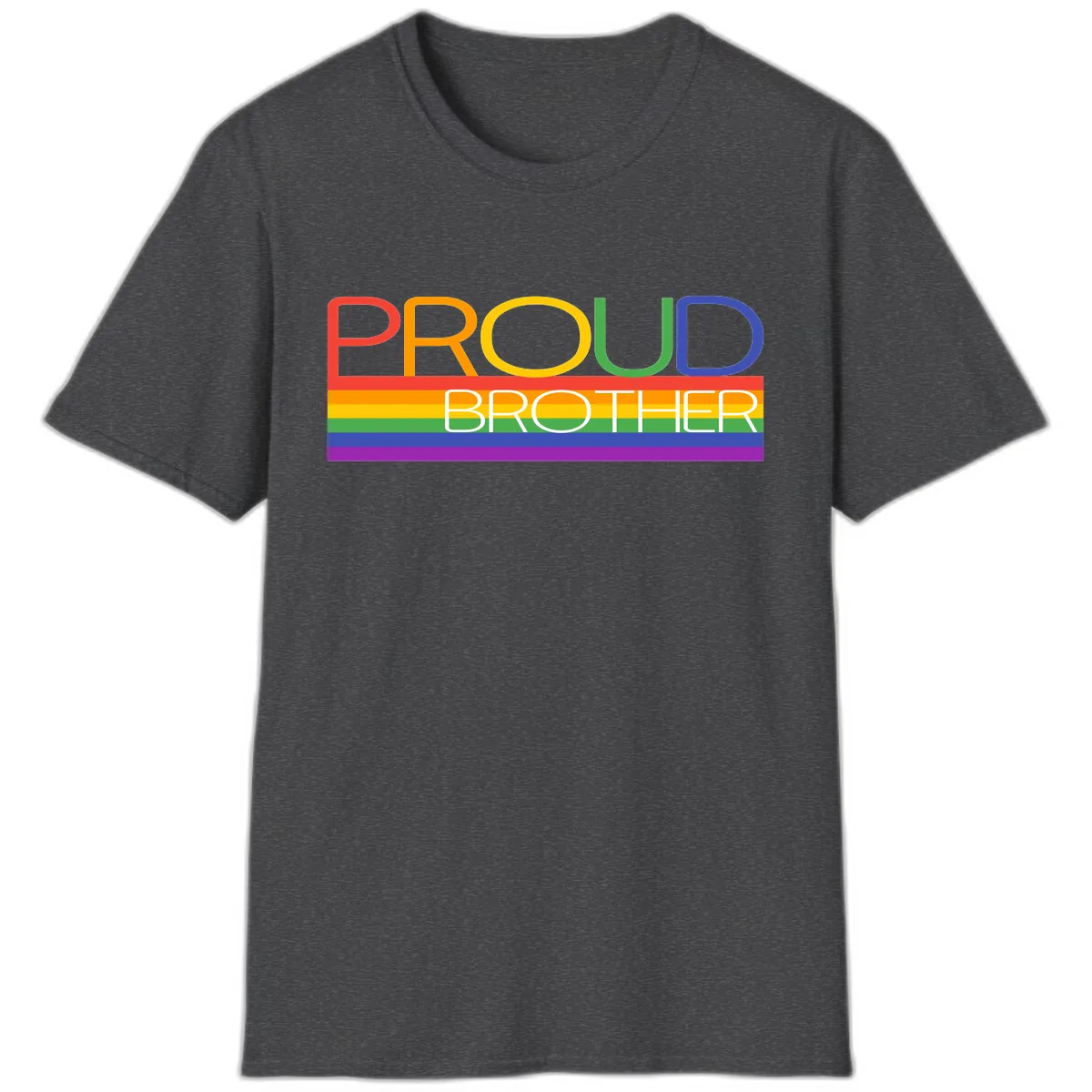 Proud Brother Pride Flag Design T-Shirt in Dark Heather