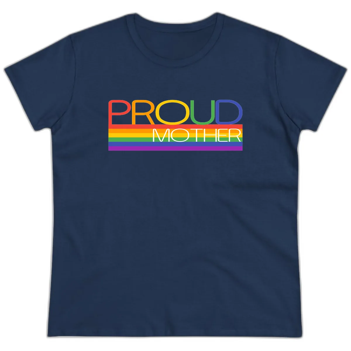 Proud Mother Rainbow Pride Ladies Tee in Navy