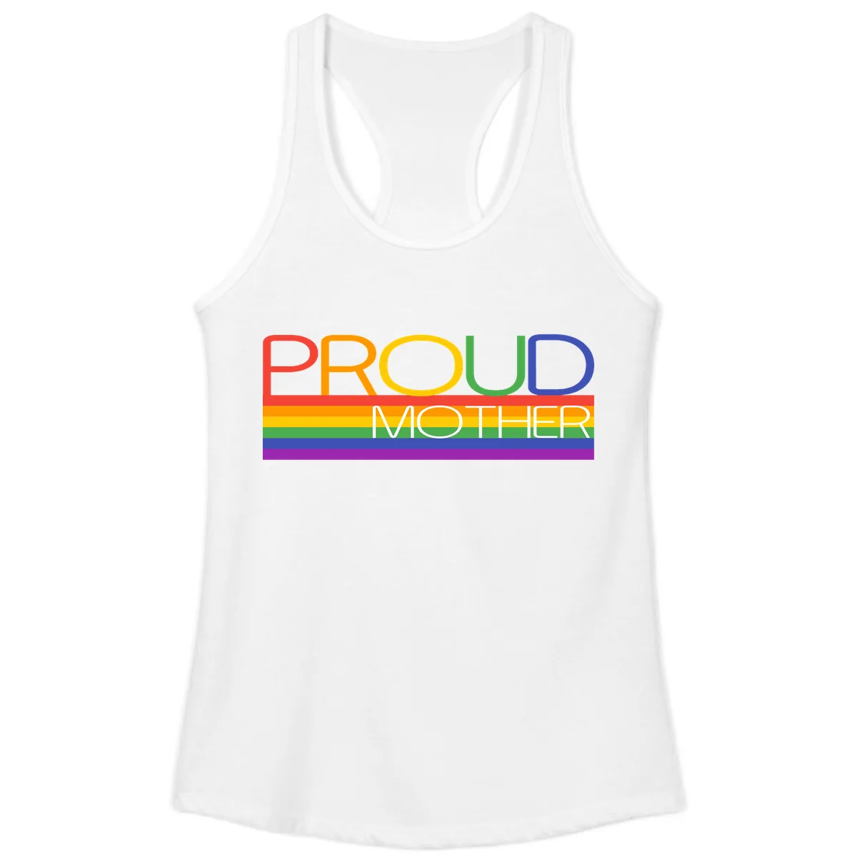 Proud Mother Rainbow Pride Ladies Tank in White